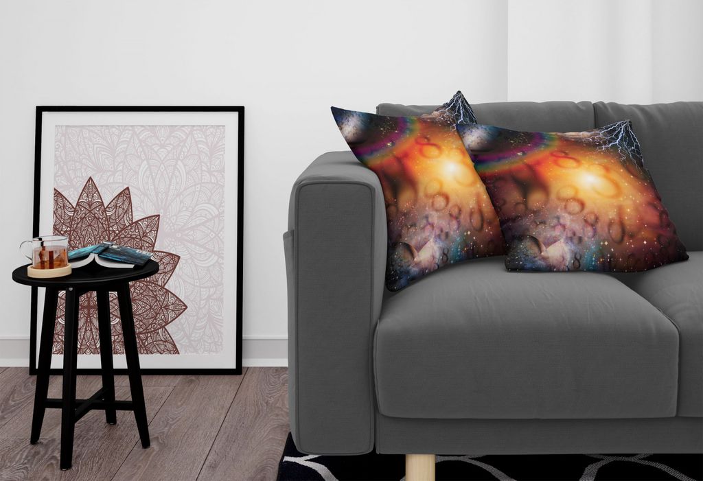 ABAKUHAUS Astrologie Kissenbezug Set (2Stück), Astral spirituelle Illlustration des Universums Energie in der Unendlichkeit, 60x60cm, Mehrfarbig