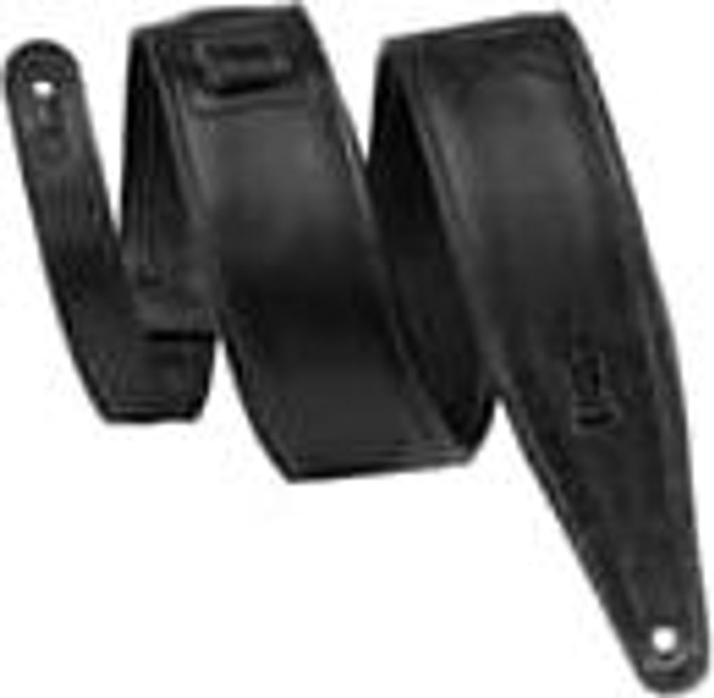 MG317MP-BLK-BLK 2.5" Leather Guitar Strap Black