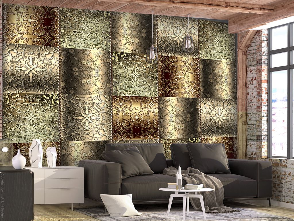 Vlies Fototapete Abstrakt gold 400x280 cm Tapeten Wandtapete XXL Ornament f-C-0207-a-a