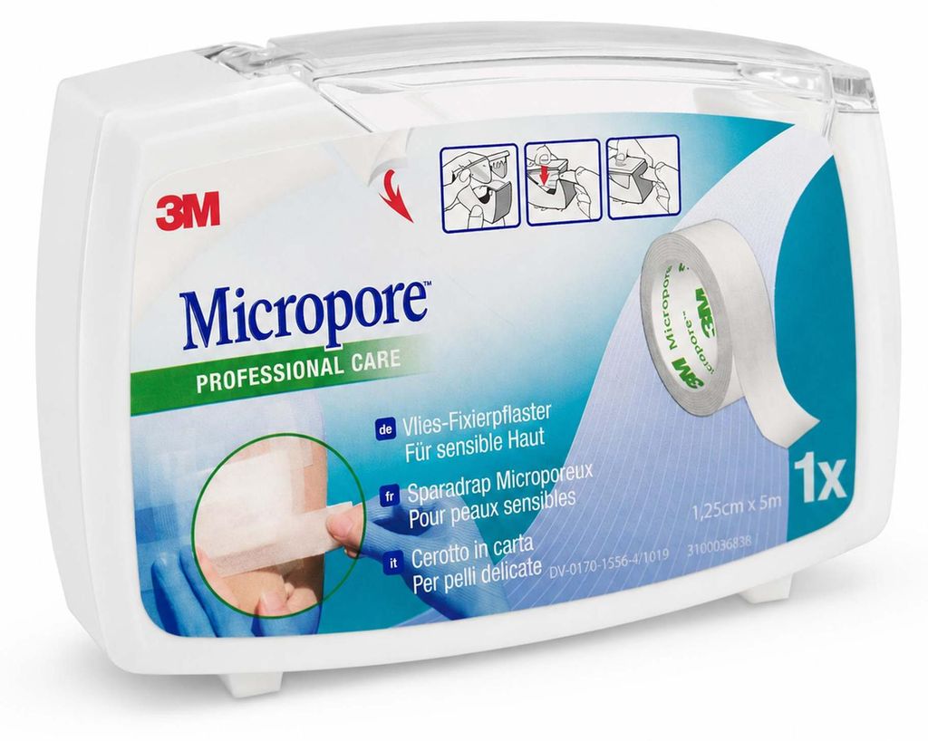 MICROPORE 1,25CMX5M Pansement en rouleau, 1 pc. pansement Image du produit 