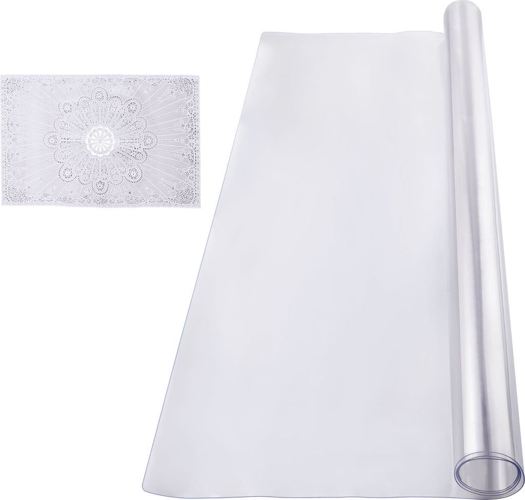 SucceBuy Kunststoff-Tischdecke, 121,9 x 121,9 cm, 1,5 mm dicker, transparenter Tischschutz, quadratische PVC-Schreibtischunterlage, wasserdichte un...