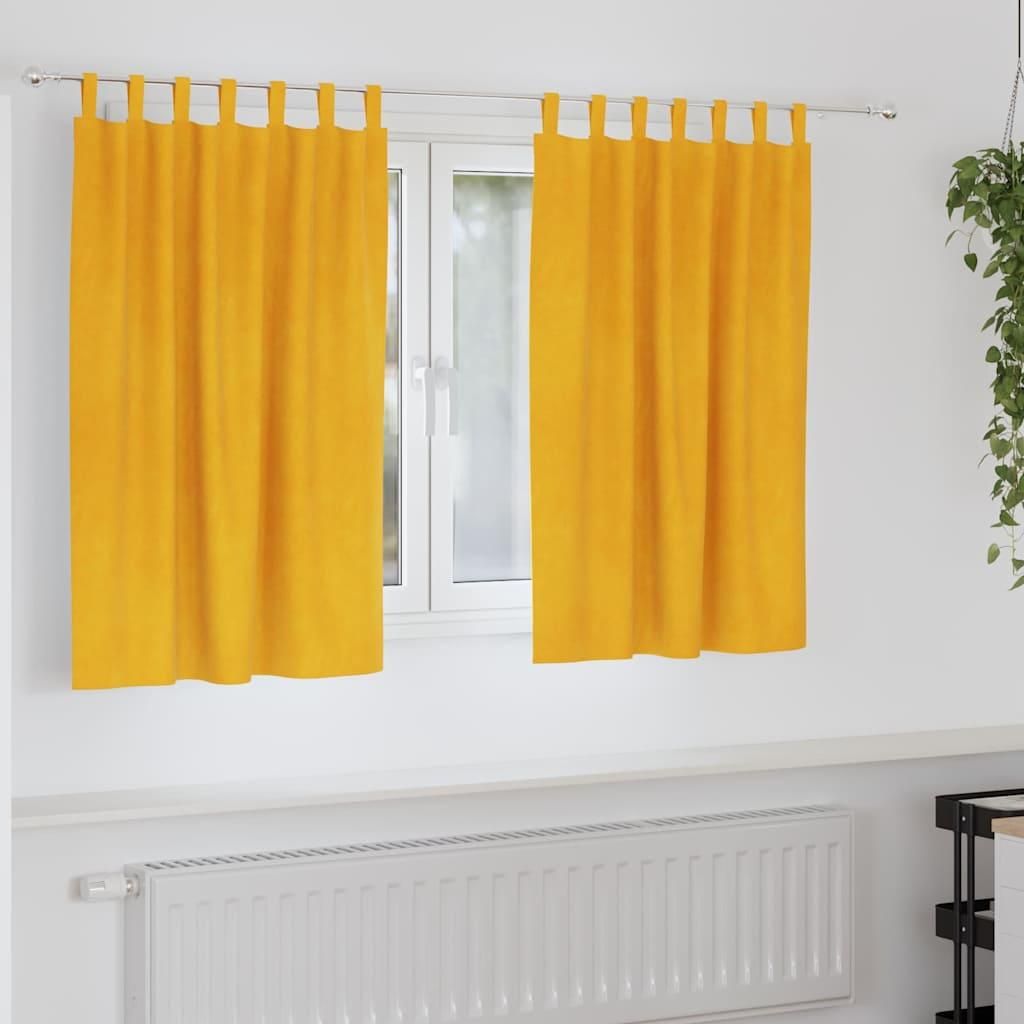 Verdunkelungsvorhänge 2 pcs Senfgelb 140 x 140 cm Samt