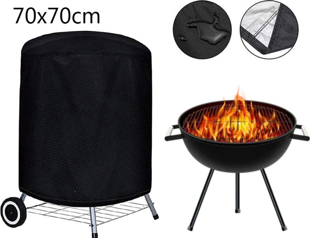 210D Polyester Abdeckhaube Schwarz Grillabdeckung Grill Schutzhülle Cover Kugelgrill Smoker wasserdicht