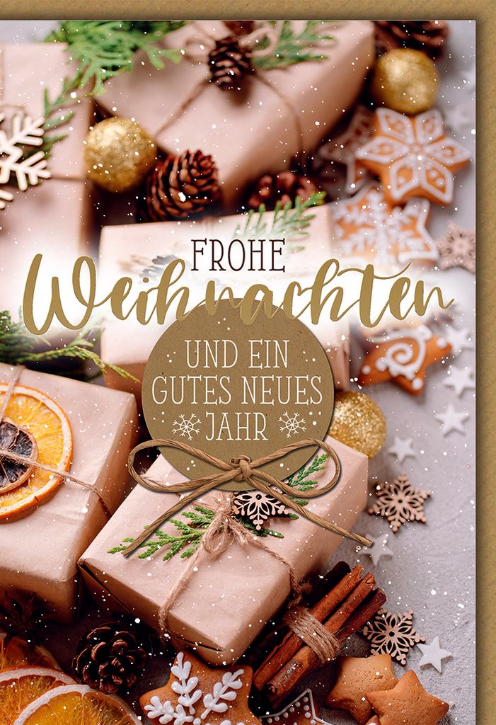 Weihnachten Geschenke, Zimtstangen, Plätzchen Glückwunschkarte mit Umschlag