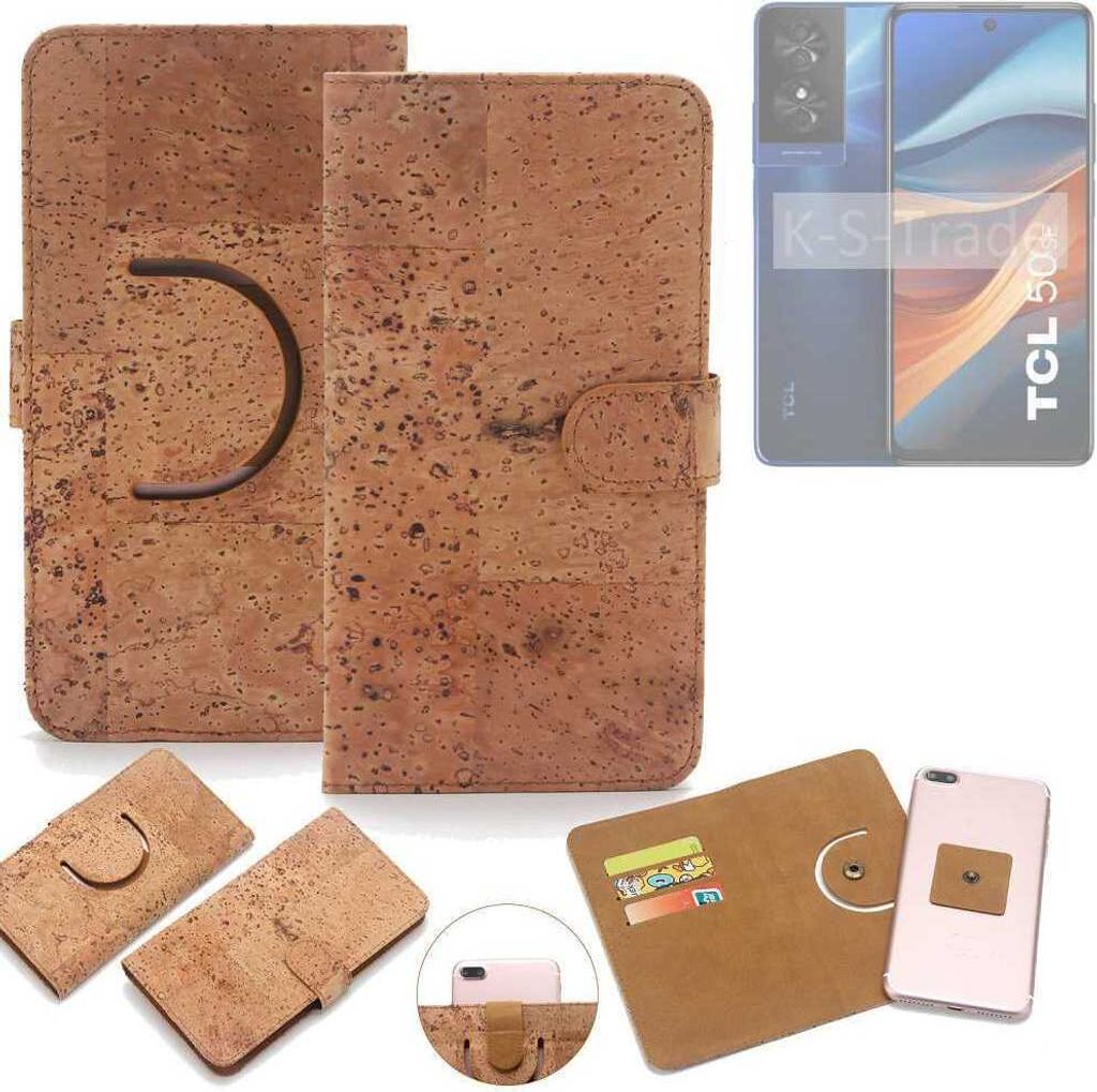 K-S-Trade Handy Hülle Schutz Hülle kompatibel mit TCL 50 SE Handyhülle Schutzhülle Korkhülle Kork-Hülle 1x