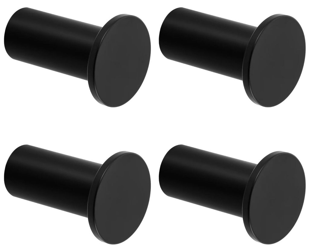 Wandhaken für Mäntel, schwarze Schraubhaken, Handtuchhaken aus Edelstahl, Wandhaken, 4 Stück, schwarze Garderobenhaken für Bad, Küche und Schl...