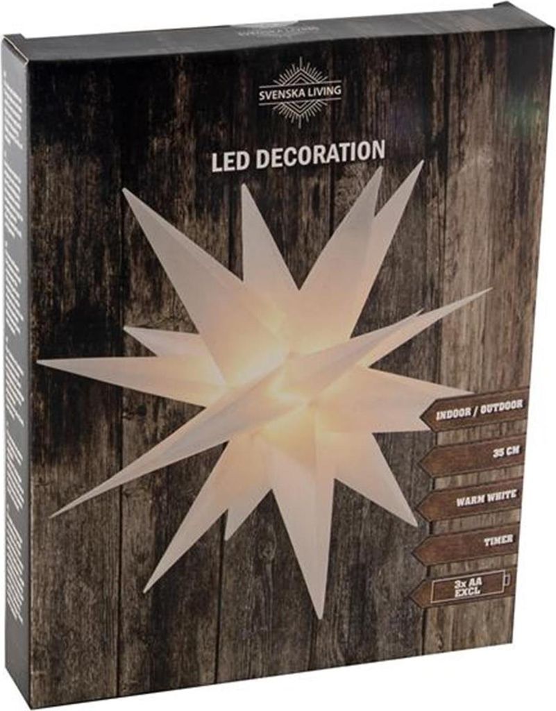 Svenska Living : Étoile de Noël en plastique blanc, 35 cm, Image du produit 