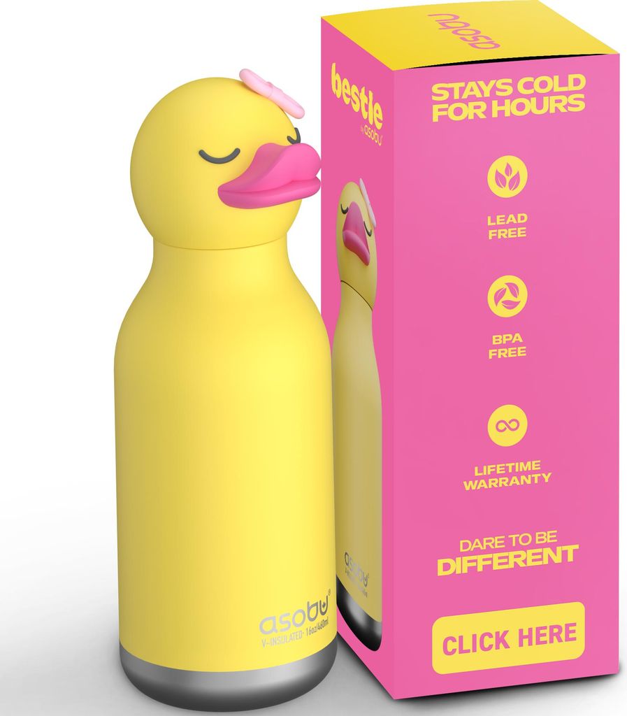 Asobu® Kindertrinkflasche BESTIE mit Strohhalm 460ml - ENTE Produktbild 