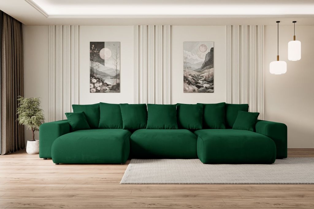 ALTDECOR Ecksofa mit Schlaffunktion und Bettkasten Corner Sofa Eckcouch Couch U-Form universal, links/rechts angeordnet Schlafcouch Ausziehbar Wohn...