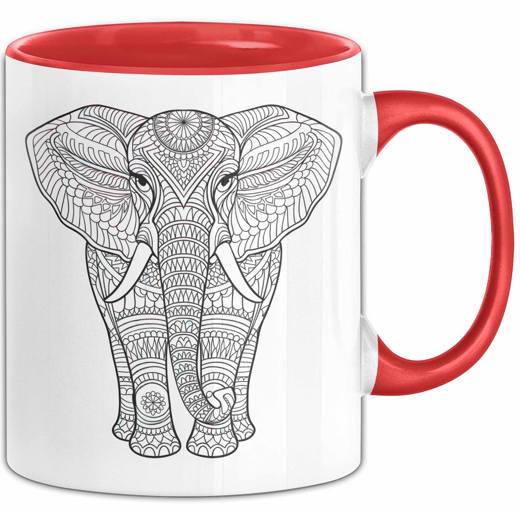 Elefant Mandala Tasse Geschenk Lustige Geschenkidee Spruch (Rot)
