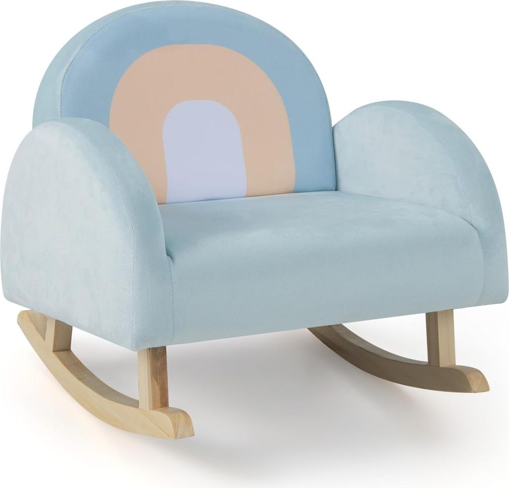 Kindersessel, Kindersofa mit Rückenlehne, massiven Holzfüßen & Kippsicherung, Schaukelstuhl Kinder für Spielzimmer, Schlafzimmer, Wohnzimmer, f...