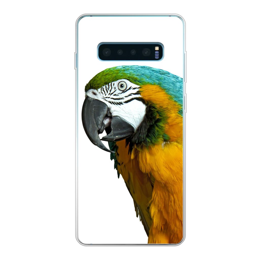 MuchoWow Handyhülle Schutzhülle Hülle für Samsung Galaxy S10 Plus Papagei - Vogel - Federn - Porträt Silikon Softcase Handy Hülle - Schutzh...