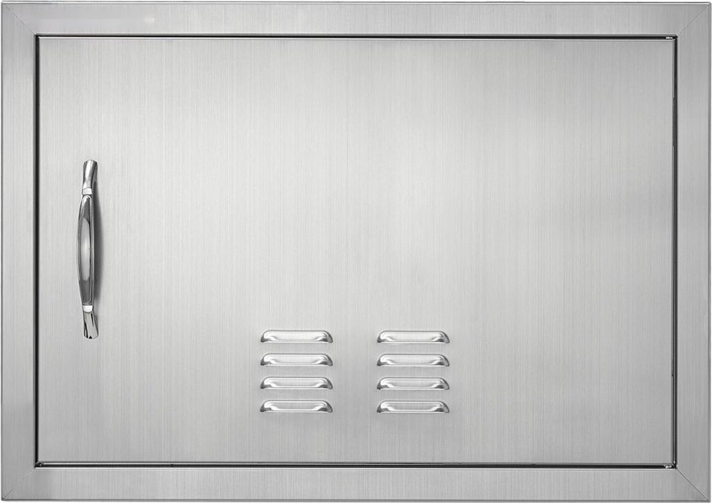 Grill-Accessoiredorf - 610 x 432 mm - Edelstahl-Tür für Außenküchen - Vertikale Wandtür mit Griff und Lüftungsschlitzen - Für Grillinseln, G...