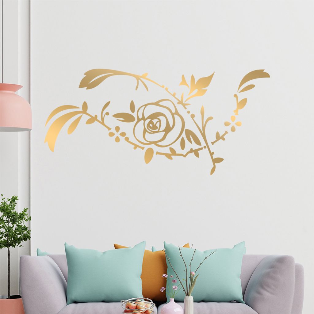 Rose - Ranken Wandtattoo in 6 Größen - Wandaufkleber Wall Sticker - Dekoration, Küche, Wohnzimmer, Schlafzimmer, Badezimmer
