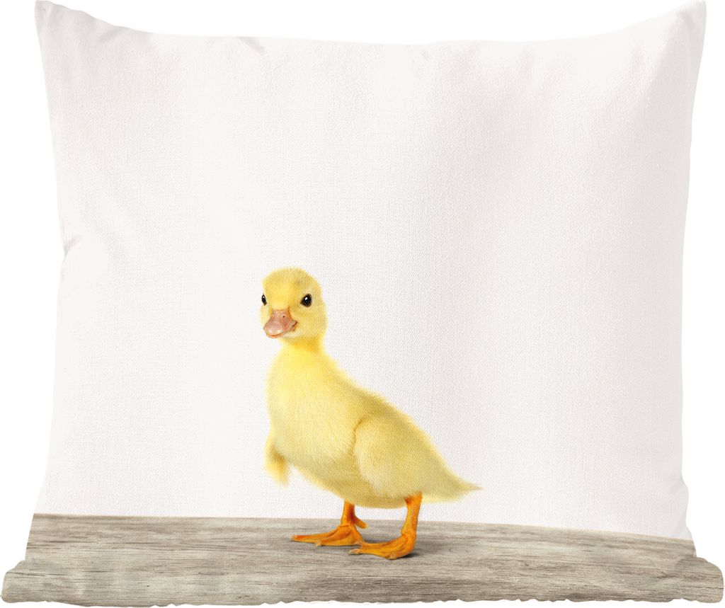 MuchoWow Zierkissen Sofakissen Wohnzimmer Dekokissen 60x60 cm Ente - Küken - Tiere - Süß - Mädchen - Jungen - Kinder - Sitzfläche - Foto Pol...