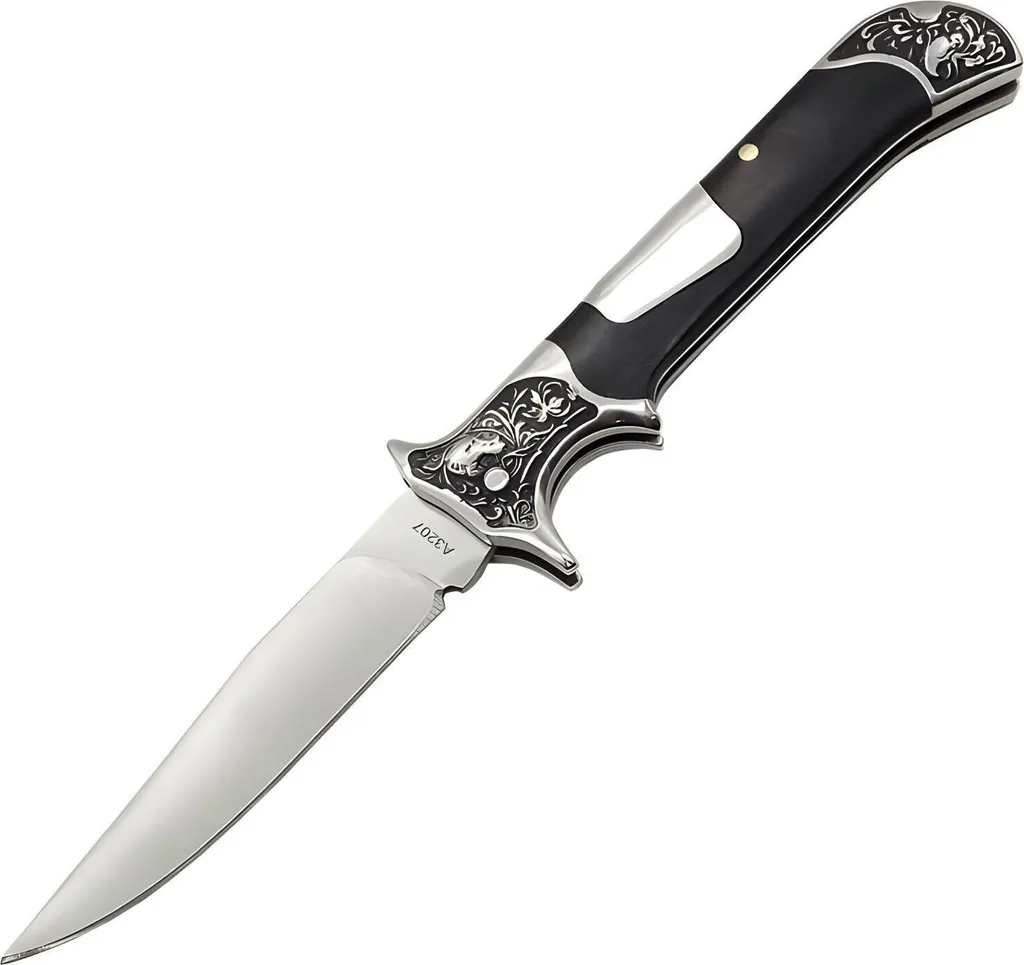 Couteau de Poche Noir 12,7cm CO-18213 - Couteau Pliant de Camping