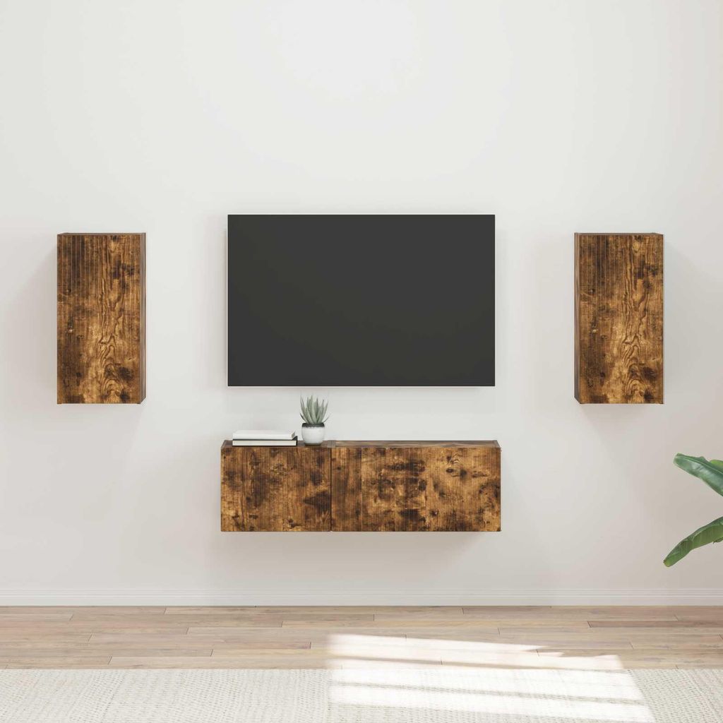 Maison Exclusive - TV-Wandregal-Set 4 pcs Geräucherte Eiche Holzwerkstoff