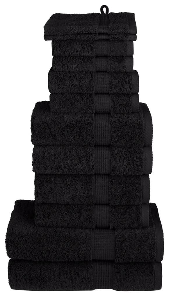 vidaXL 12-częściowy zestaw ręczników premium SOLUND czarny Zdjęcie produktu 