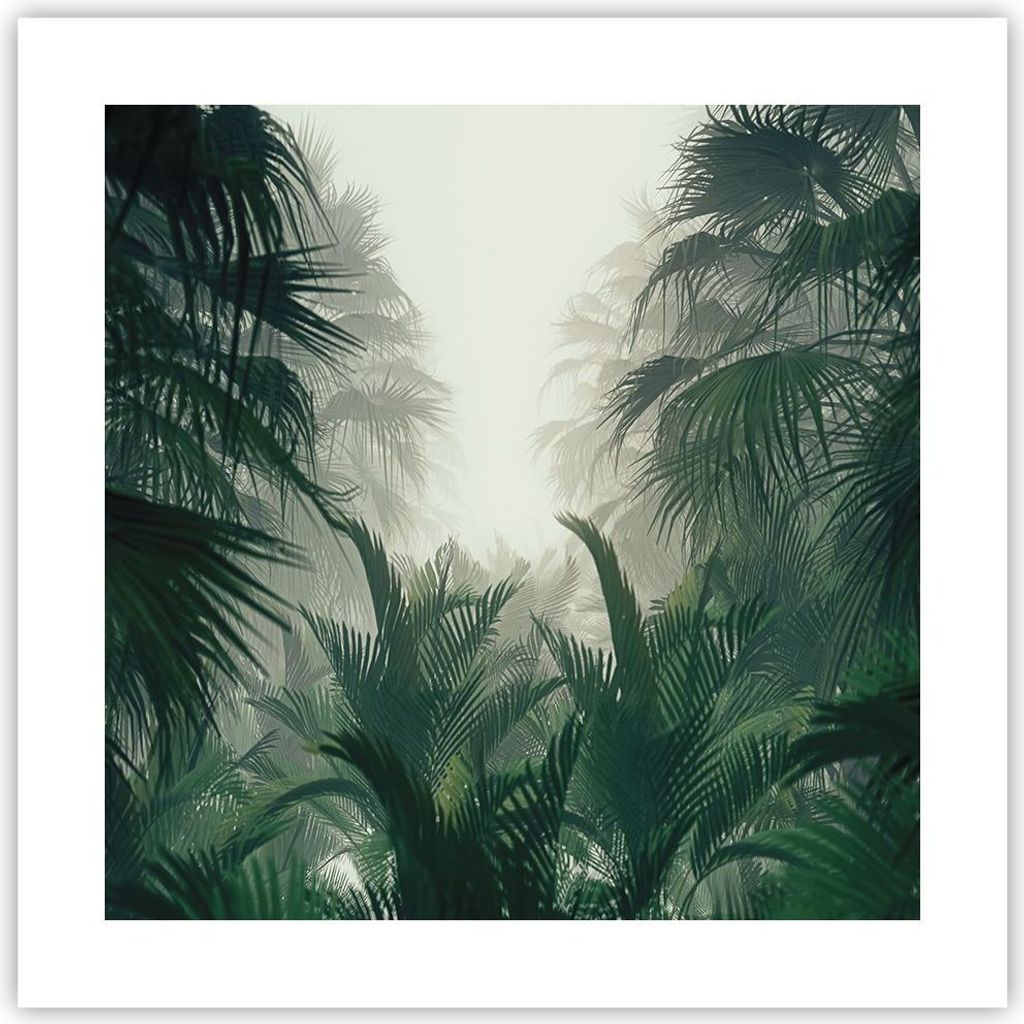 Poster - Poster ohne Rahmen - Dschungel Blätter Palmen - 40x40 cm - Wand Bild - Wanddeko - Wandbilder - Kunstposter - Wandposter - Bilder - Kunstd...