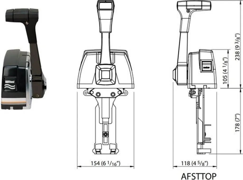 Commande moteur VETUS AFSTTOP à levier unique pour montage en saillie