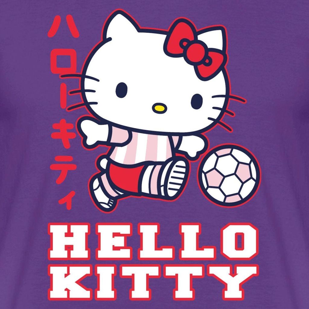 Spreadshirt Hello Kitty Spielt Fussball Sport Männer T-Shirt, XL, Lila