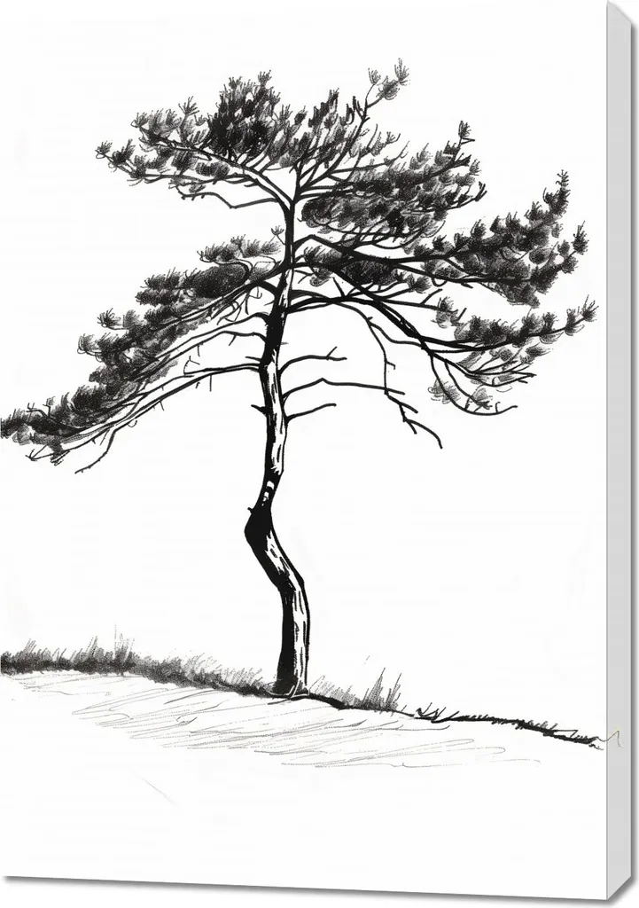 Opera su Tela Pino Solitario 70x100 cm: Lusso e Natura per Interni