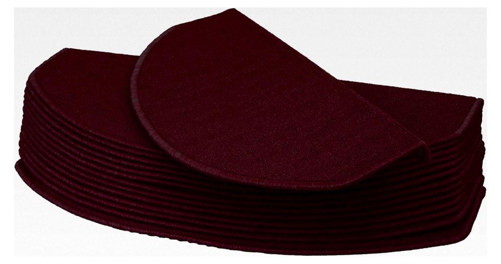 15er Set Stufenmatte, Treppenteppich Treppenschutz Treppenmattenset, 65x25cm - halbrund, Bordeaux