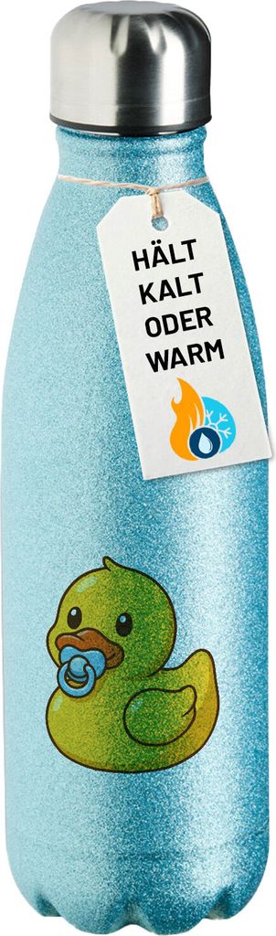 Huuraa Trinkflasche Quietscheente Baby Gummiente Säugling 500ml Blue Edelstahl Wasserflasche Trinkflasche Geschenkidee