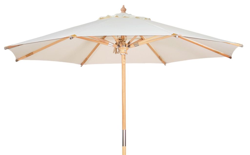 Marktschirm Sunshine Style 350 cm creme als hochwertiger Sonnenschirm ausem Holz runder Gartenschirm