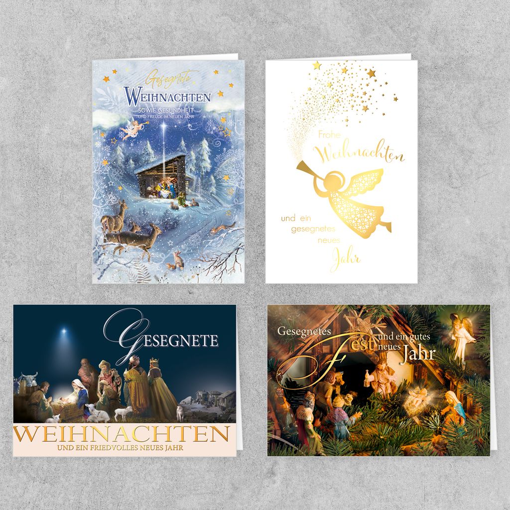 PremiumLine Weihnachtskarten Set 8 Stück mit Umschlag Gesegnete Weihnachten religiöse Grußkarte zur Weihnachtszeit Klappkarte