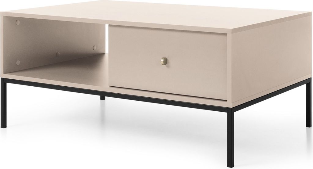 Furniture24 Couchtisch Mono Ml104 Kaffetisch 104 X 46 X 68 Cm Beige/Schwarzes Gestell