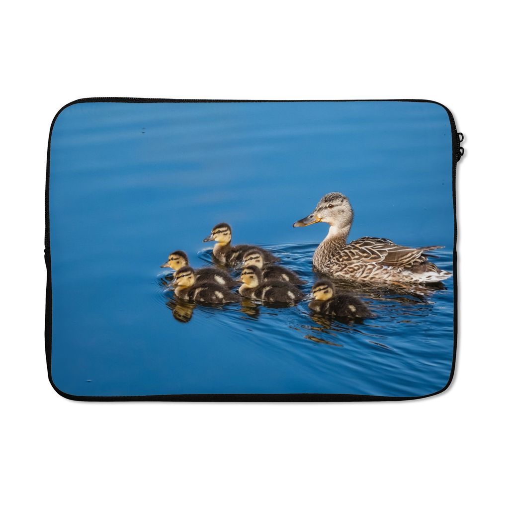 MuchoWow Laptop Hülle 13 Zoll Ente - Wasser - Vogel - Braun Laptoptasche - Laptophülle - Sleeve - Rundumschutz