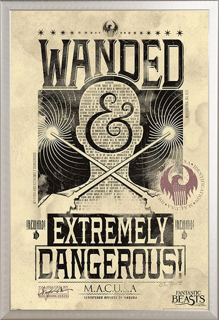 Poster Animali Fantastici Cornice Argento Alluminio Shinsuke 61x91,5