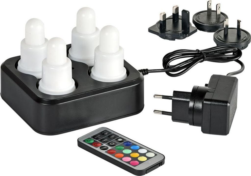 Duni LED Set wiederaufladbar mehrfarbiges Licht 4er Set 70 Produktbild 