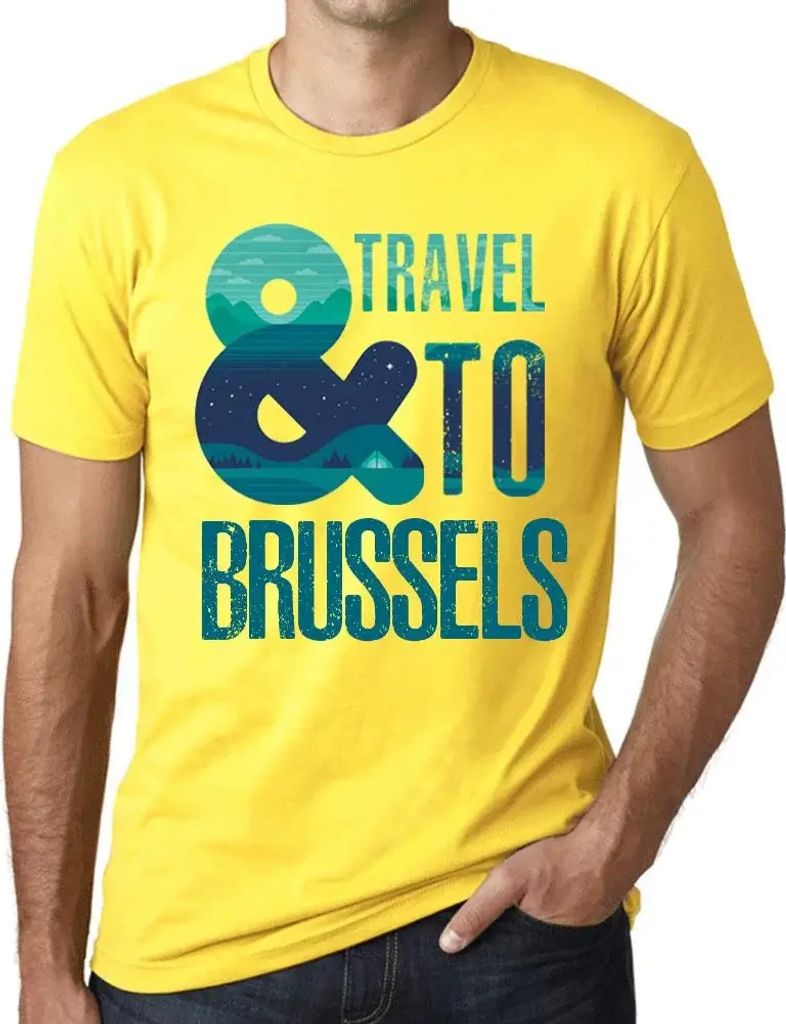 Herren Grafik T-Shirt Und nach Brüssel reisen – And Travel To Brussels – Öko-Verantwortlich Vintage Jahrgang Kurzarm Lustige Druck Geburtstag...