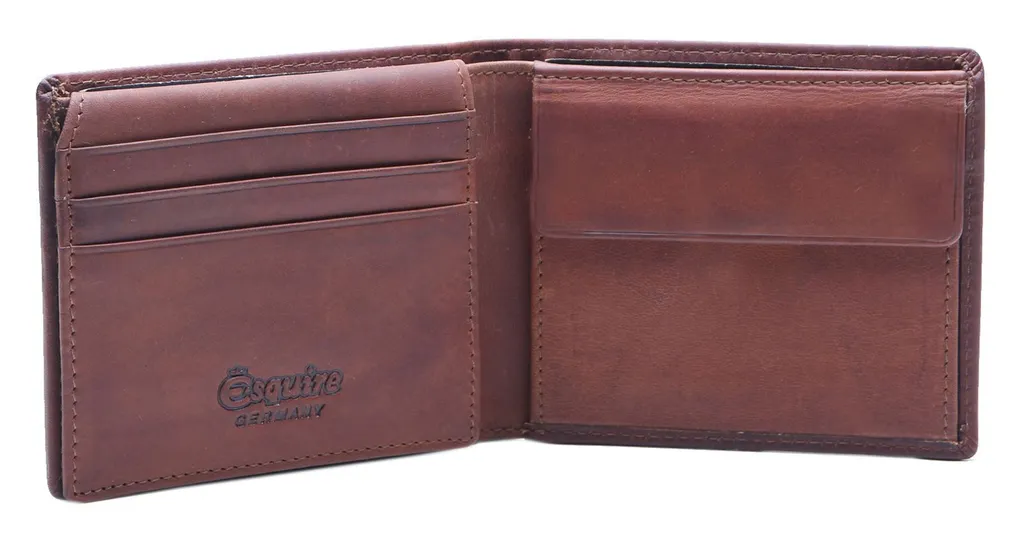 Esquire Dallas Wallet Quer Brown: Portafoglio in Pelle Marrone con RFID - 2