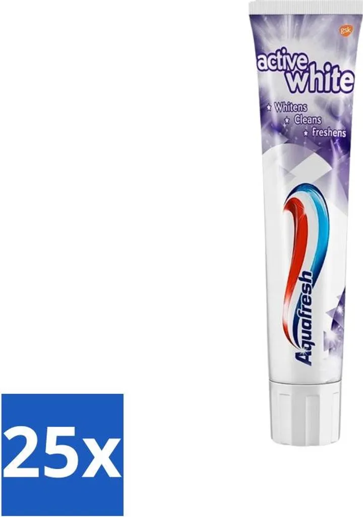 Dentifricio Aquafresh - Sbiancante - Denti bianchi e radiosi - 100 ml - Confezione risparmio - 25 pezzi