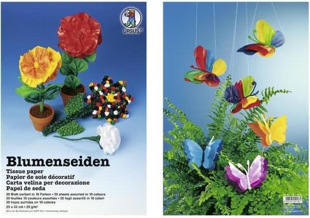 Blumenseiden 20g/qm 23x33cm VE=20 Blatt 10 Farben sortiert