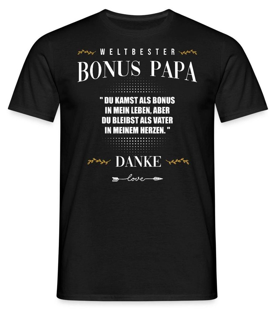 Spreadshirt Weltbester Bonus Papa Danke Vater In Meinem Herzen Männer T-Shirt, 3XL, Schwarz