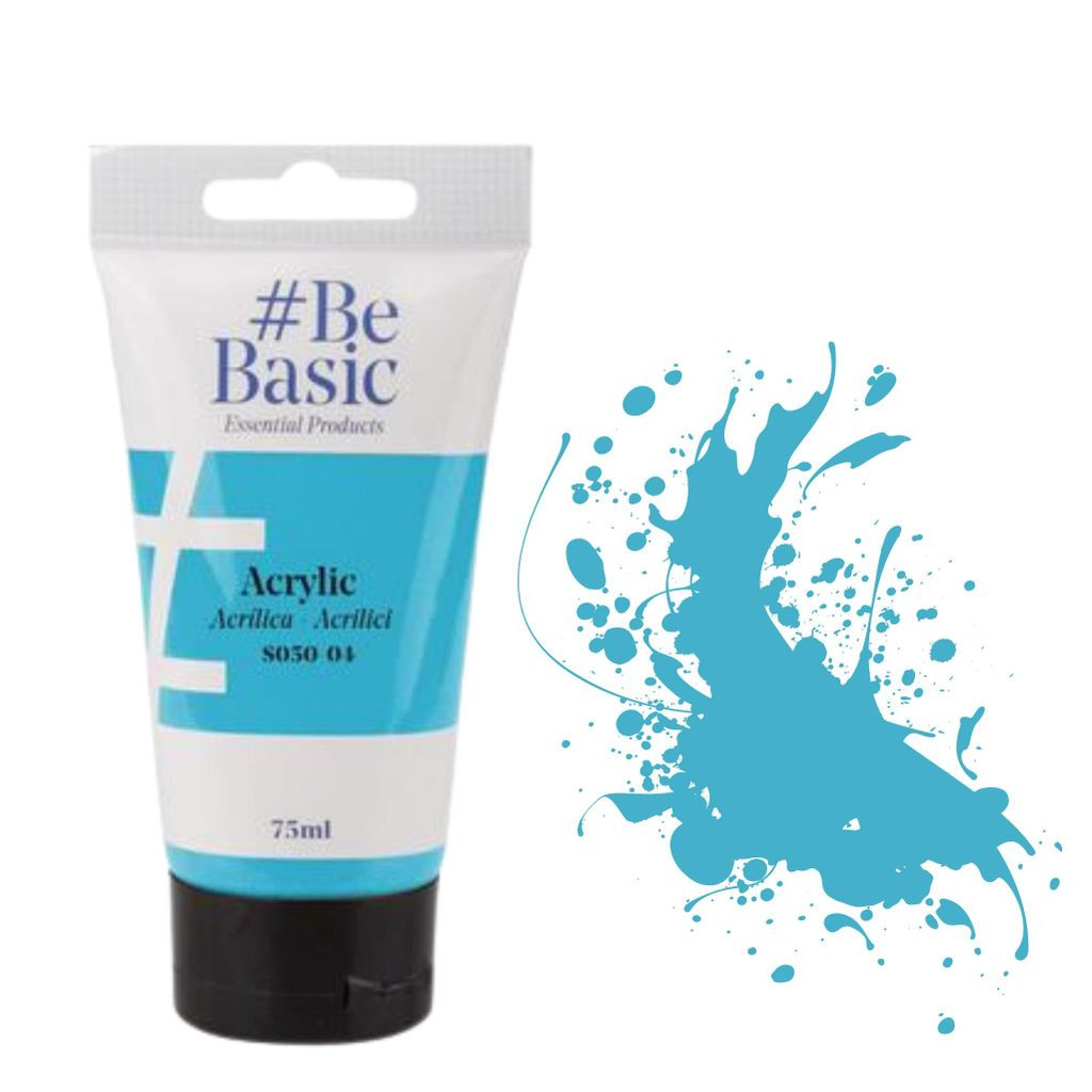 Be Basic Acrylfarbe Himmelblau 75ml – Leuchtende Farbe, Schnelltrocknend, Malfarbe