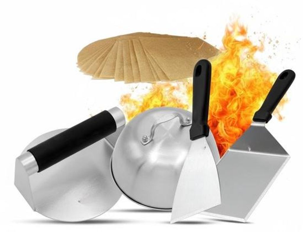 Famanu Hamburgerpresse 16 cm RVS - Einfach zu reinigen, geeignet für BBQ und Teppanyaki