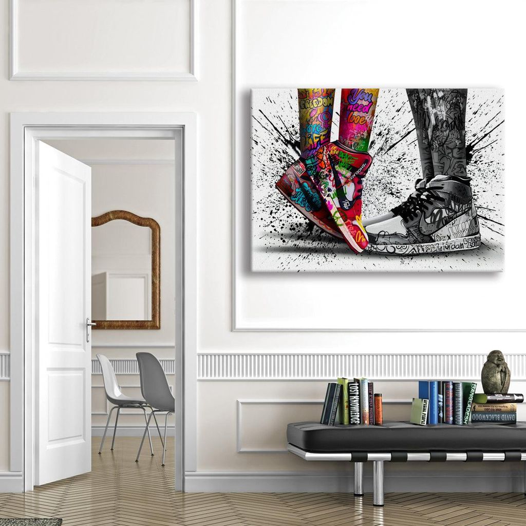Sneakers - Zeitgenössisches Leinwandbild auf Holzrahmen 100x70 cm