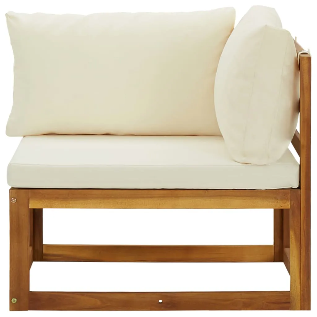 Canapés d'angle modulables blanc crème et coussins moelleux pour jardin