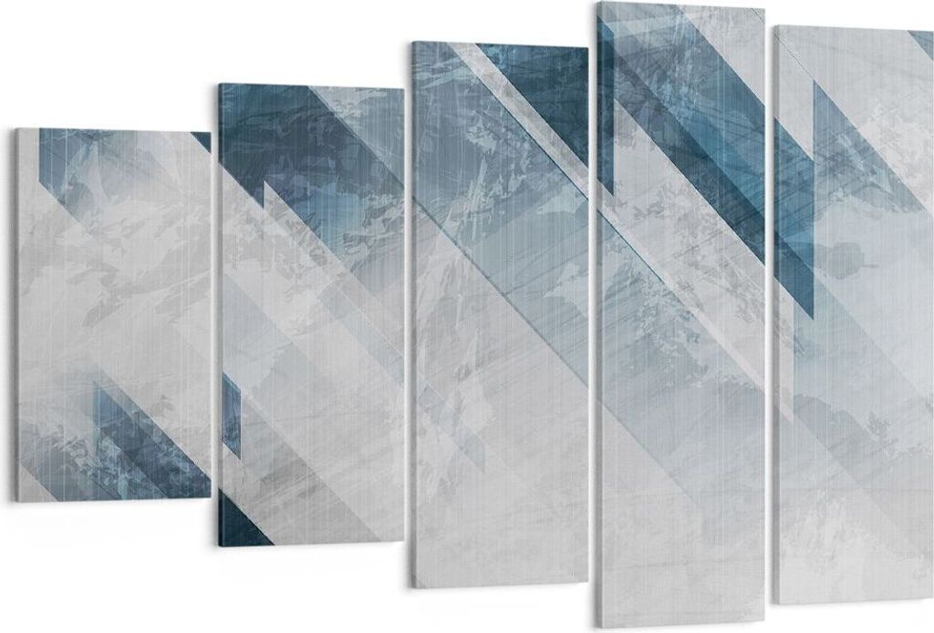 Bild auf Leinwand - Leinwandbild - 5 Teile - Blau Weiß Figuren - 150x100cm - Wand Bild - Wanddeko - Wandbilder - Leinwanddruck - Bilder - Wanddeko...