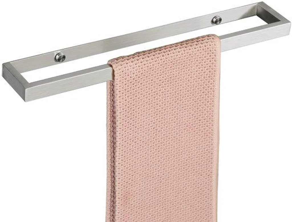Porte-serviettes inox 40 cm autocollant ou fixation vis haute qualité