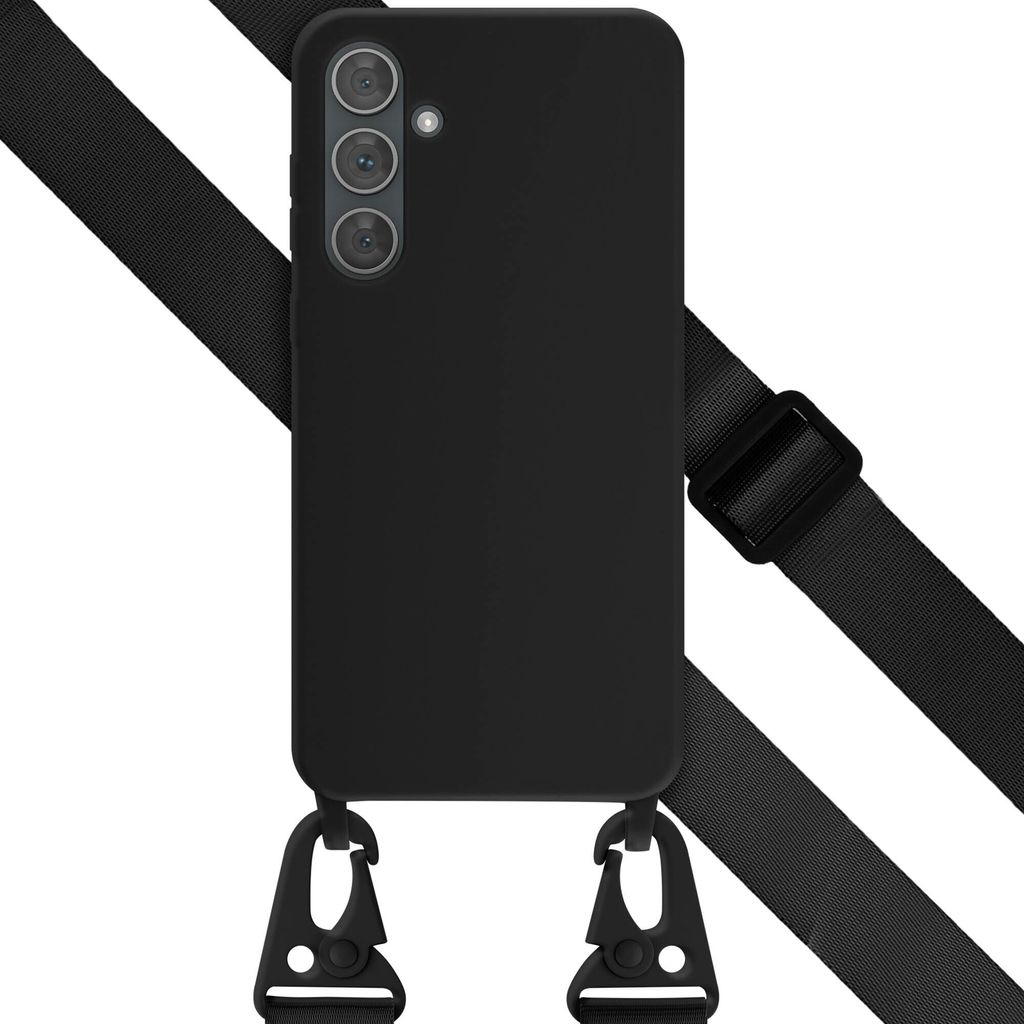 Selencia SilikonHülle mit abnehmbarem Band Samsung Galaxy A35 - Schwarz