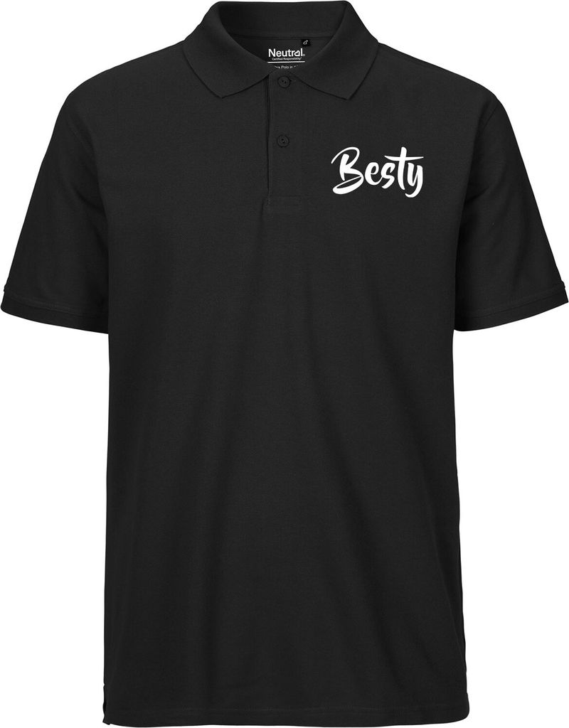 Huuraa Herren Polo Shirt Besty Bestie M Black Bio Baumwolle Fairtrade Poloshirt Geschenkidee