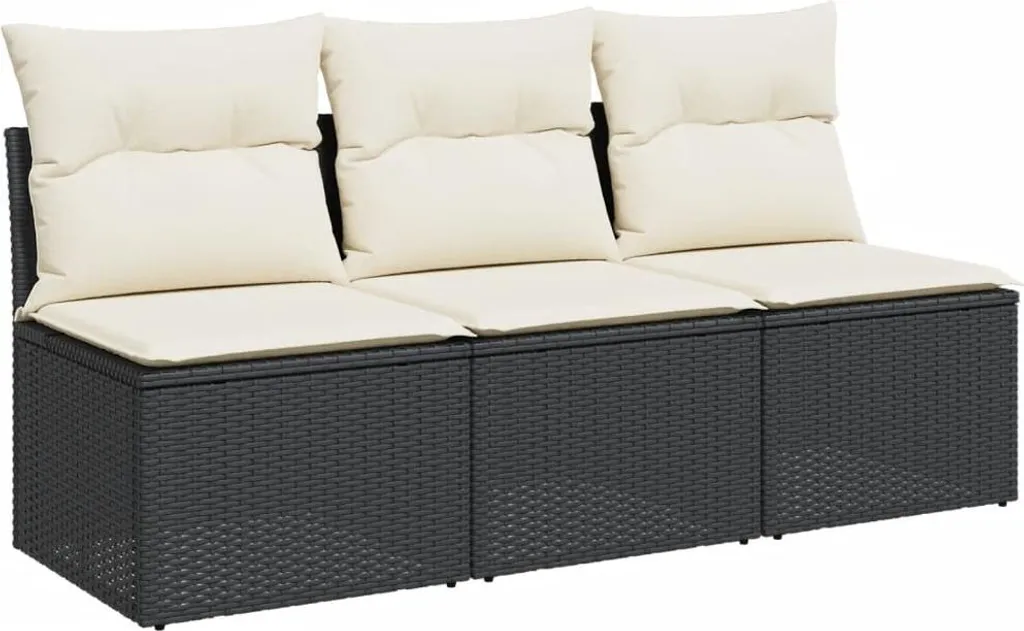 Divano Giardino 3 Posti vidaXL Polirattan Nero | Arredo Esterno Robusto