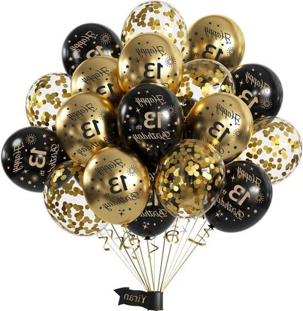 Verjaardagsballons 13 Jahre schwarz gold Dekoration für Jungen Mädchen