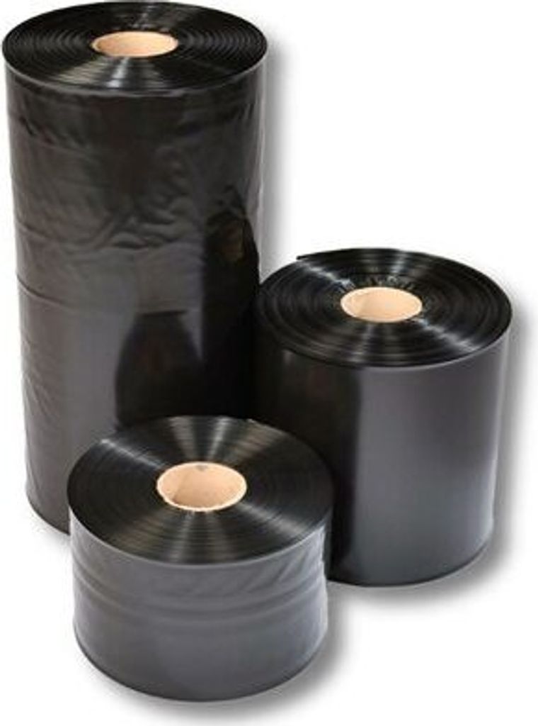 1x Schlauchfolie 80mm breit 100my opak - blickdicht schwarz LDPE 250 lfm.